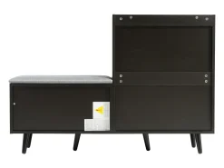 Banco zapatero moderno con 4 puertas y cojín - patas y tiradores de metal - color negro - 120 x 34 x 82 cm