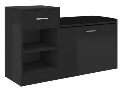 Banco zapatero Negro brillo 94,5x31x57 cm Aglomerado