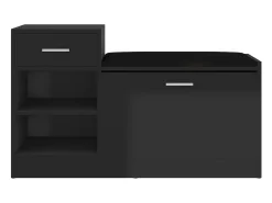 Banco zapatero Negro brillo 94,5x31x57 cm Aglomerado