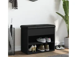 Banco zapatero negro 62x32x50 cm madera de ingeniería