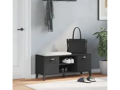 Banco zapatero negro 106x35x45 cm madera maciza de pino