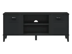 Banco zapatero negro 106x35x45 cm madera maciza de pino