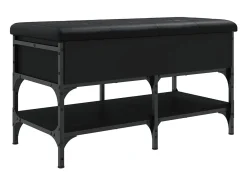 Banco zapatero negro 82x42x45 cm madera de ingeniería