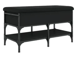 Banco zapatero negro 82x42x45 cm madera de ingeniería