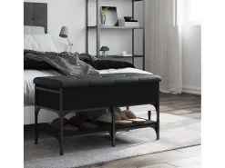 Banco zapatero negro 82x42x45 cm madera de ingeniería
