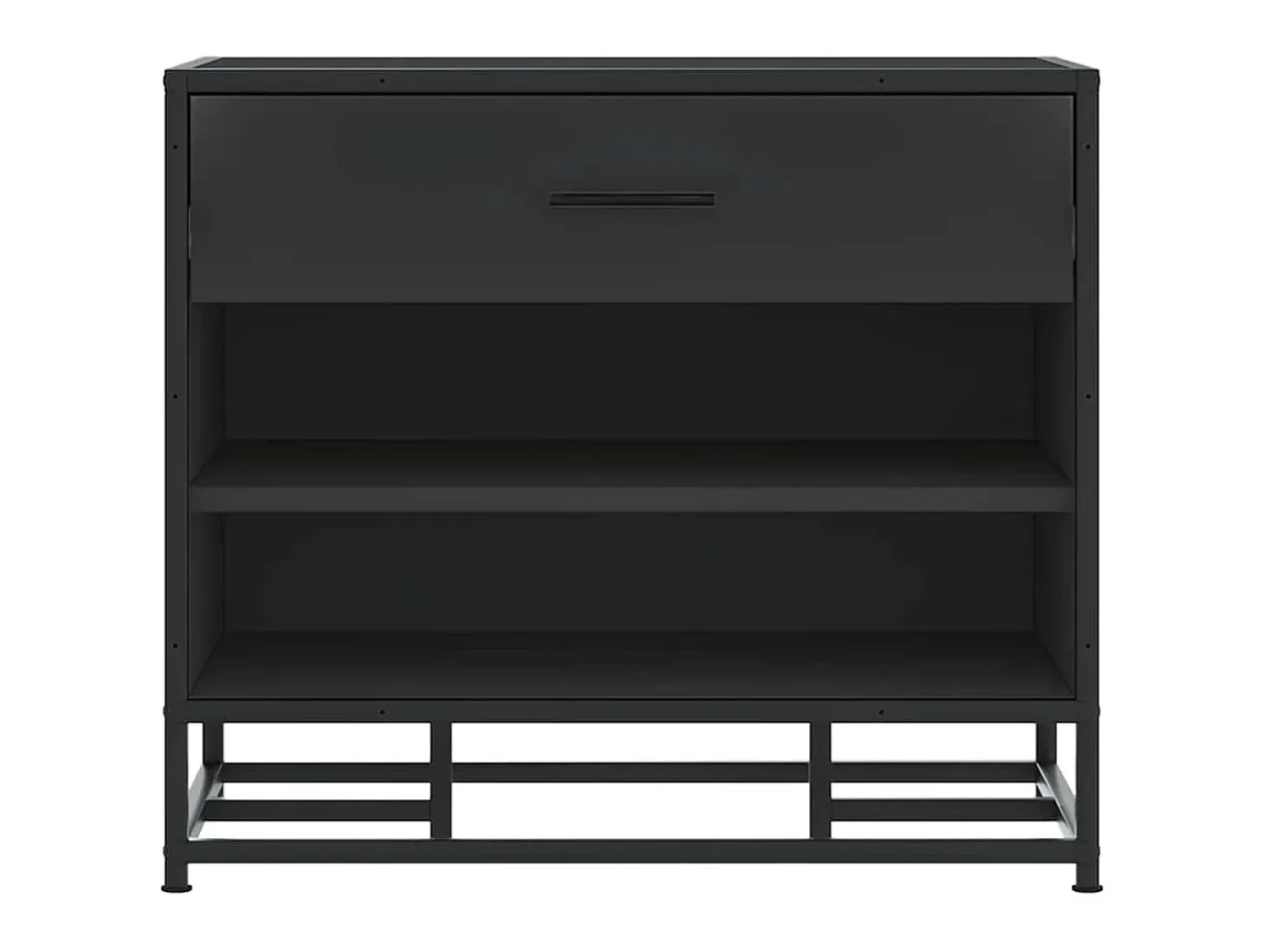 Banco zapatero negro 60x40x53,5 cm madera contrachapada y metal