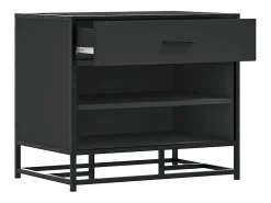 Banco zapatero negro 60x40x53,5 cm madera contrachapada y metal