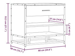 Banco zapatero negro 60x40x53,5 cm madera contrachapada y metal