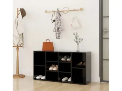 Banco zapatero negro 103x30x54,5 cm Madera de ingeniería