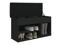 Banco zapatero negro 82x32x45,5 cm madera de ingeniería