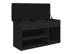Banco zapatero negro 82x32x45,5 cm madera de ingeniería