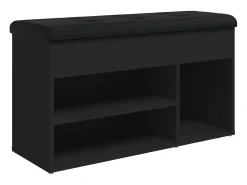 Banco zapatero negro 82x32x45,5 cm madera de ingeniería