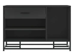 Banco zapatero negro 80x40x53,5 cm madera contrachapada y metal