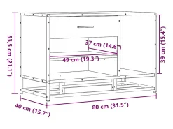 Banco zapatero negro 80x40x53,5 cm madera contrachapada y metal