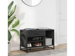 Banco zapatero negro 80x40x53,5 cm madera contrachapada y metal