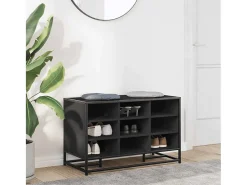 Banco zapatero negro 84x40x53,5 cm madera contrachapada y metal
