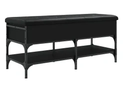 Banco zapatero negro 102x42x45 cm madera de ingeniería
