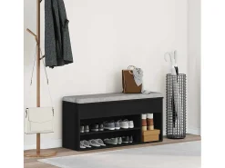 Banco zapatero negro 102x30,5x45 cm madera de ingeniería