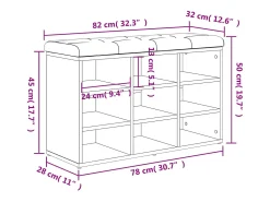 Banco zapatero negro 82x32x50 cm madera de ingeniería