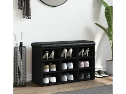 Banco zapatero negro 82x32x50 cm madera de ingeniería