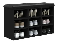 Banco zapatero negro 82x32x50 cm madera de ingeniería