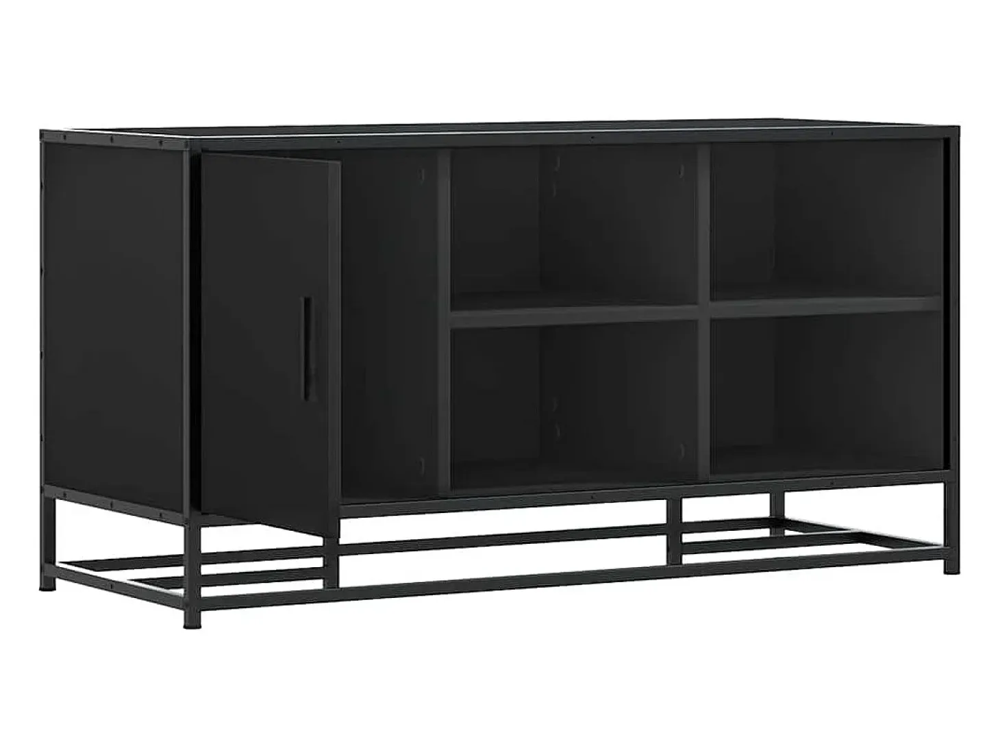 Banco zapatero negro 100x40x53,5cm madera contrachapada y metal