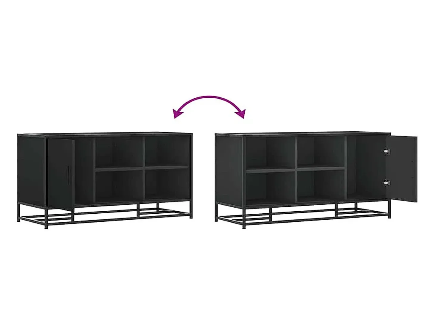 Banco zapatero negro 100x40x53,5cm madera contrachapada y metal
