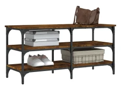 Banco zapatero roble ahumado 100x38,5x49 cm madera de ingeniería