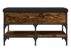 Banco zapatero roble ahumado 82x42x45 cm madera de ingeniería