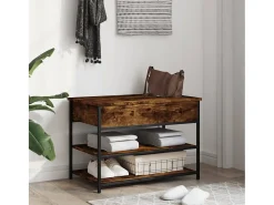 Banco zapatero roble ahumado 70x42,5x50 cm madera de ingeniería
