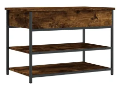 Banco zapatero roble ahumado 70x42,5x50 cm madera de ingeniería