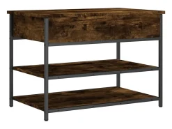 Banco zapatero roble ahumado 70x42,5x50 cm madera de ingeniería
