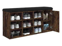 Banco zapatero roble ahumado 102x32x50 cm madera de ingeniería