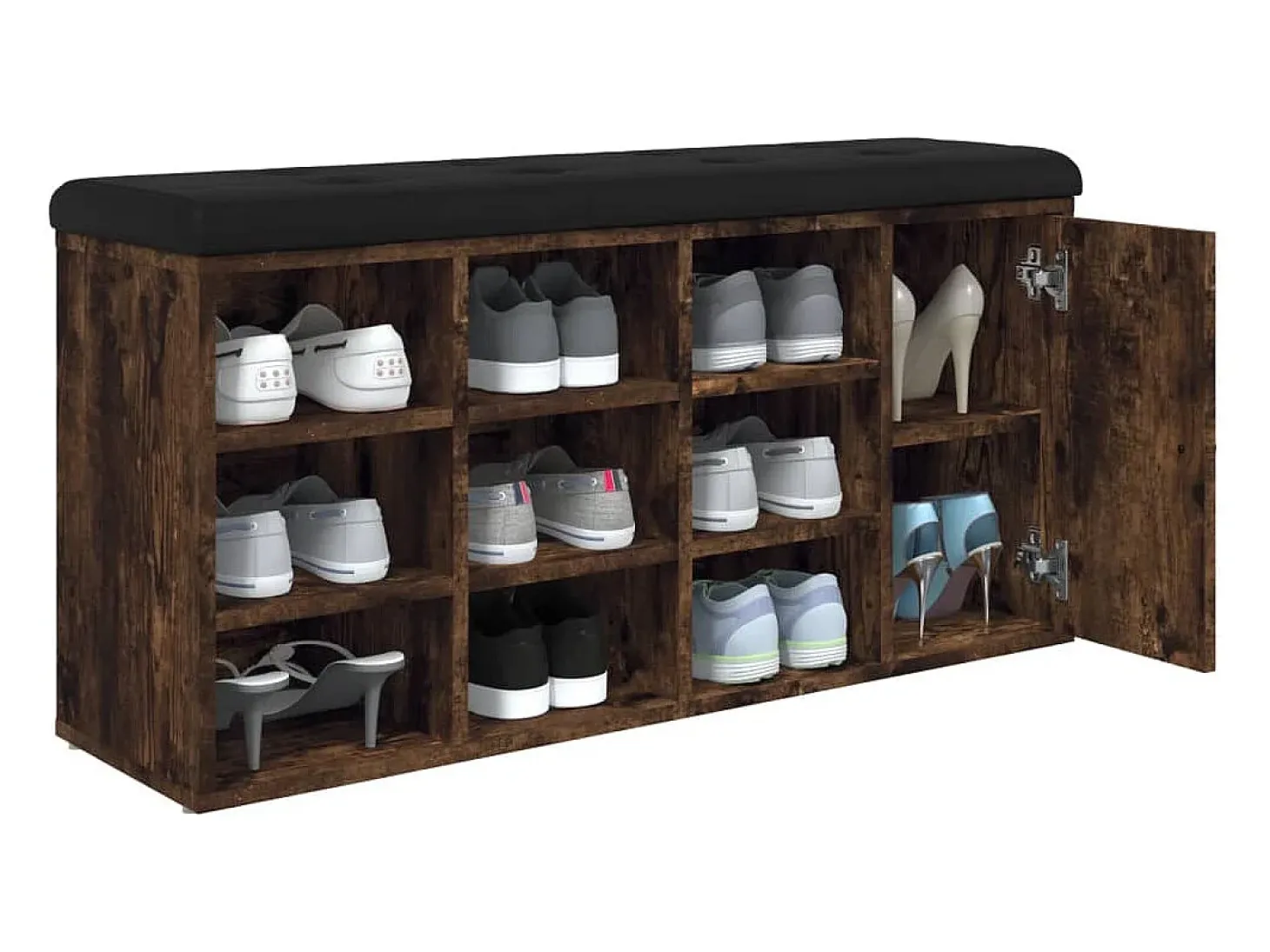 Banco zapatero roble ahumado 102x32x50 cm madera de ingeniería
