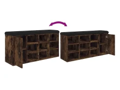 Banco zapatero roble ahumado 102x32x50 cm madera de ingeniería