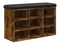 Banco zapatero roble ahumado 82x32x50 cm madera de ingeniería