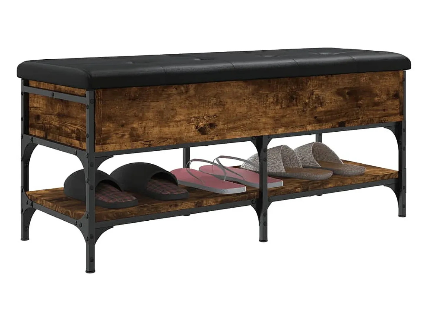 Banco zapatero roble ahumado 102x42x45 cm madera de ingeniería
