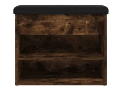 Banco zapatero roble ahumado 62x32x50 cm madera de ingeniería