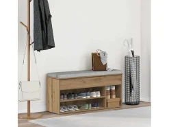 Banco zapatero roble artesanal 102x30,5x45cm madera de ingeniería