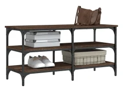 Banco zapatero roble marrón 100x38,5x49 cm madera de ingeniería