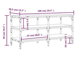Banco zapatero roble marrón 100x38,5x49 cm madera de ingeniería