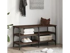 Banco zapatero roble marrón 100x38,5x49 cm madera de ingeniería