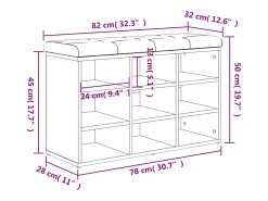 Banco zapatero roble marrón 82x32x50 cm Madera de ingeniería