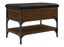 Banco zapatero roble marrón 62x42x45 cm madera de ingeniería