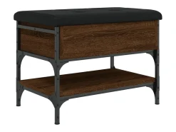 Banco zapatero roble marrón 62x42x45 cm madera de ingeniería