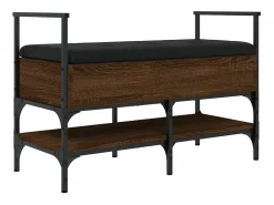 Banco zapatero roble marrón 85,5x42x57,5cm madera de ingeniería
