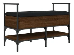 Banco zapatero roble marrón 85,5x42x57,5cm madera de ingeniería