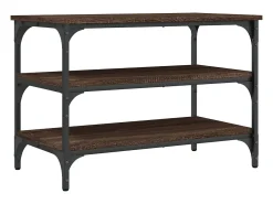 Banco zapatero roble marrón 70x38,5x49 cm madera de ingeniería