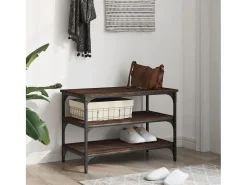 Banco zapatero roble marrón 70x38,5x49 cm madera de ingeniería