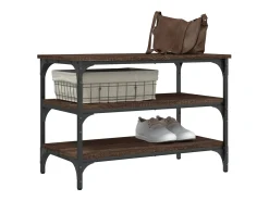 Banco zapatero roble marrón 70x38,5x49 cm madera de ingeniería